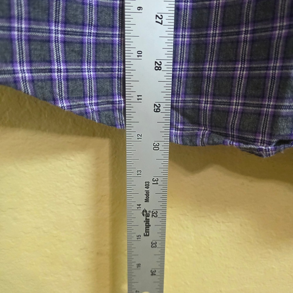 Tasso Elba Mens XL Purple Grey Plaid 100% Cotton Long Sleeve Button Down Shirt - Picture 7 of 7